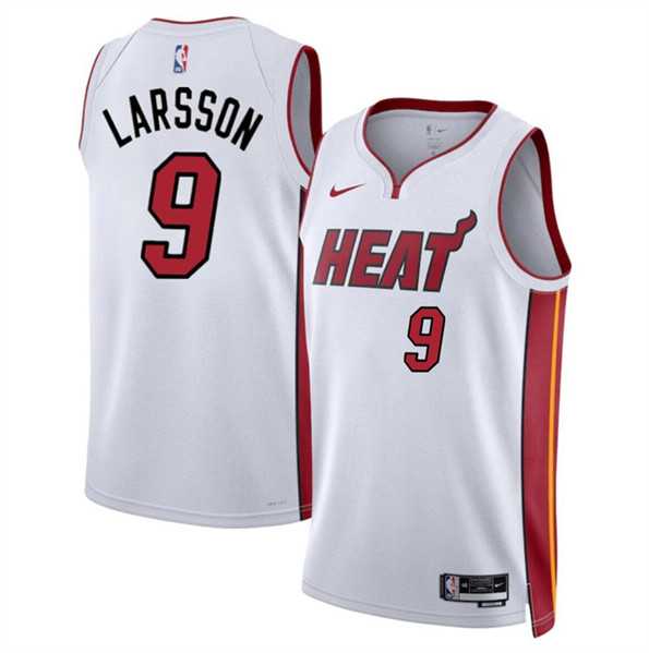 Mens Miami Heat #9 Pelle Larsson White 2024 Draft Association Edition Stitched Basketball Jersey Dzhi->miami heat->NBA Jersey